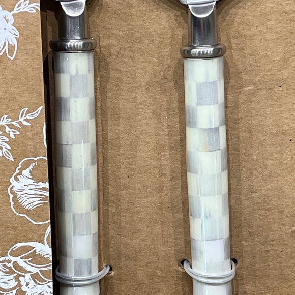 MacKenzie-Childs Sterling Courtly Check 3 Piece Cheese Set - NEW - Picture 4 of 7